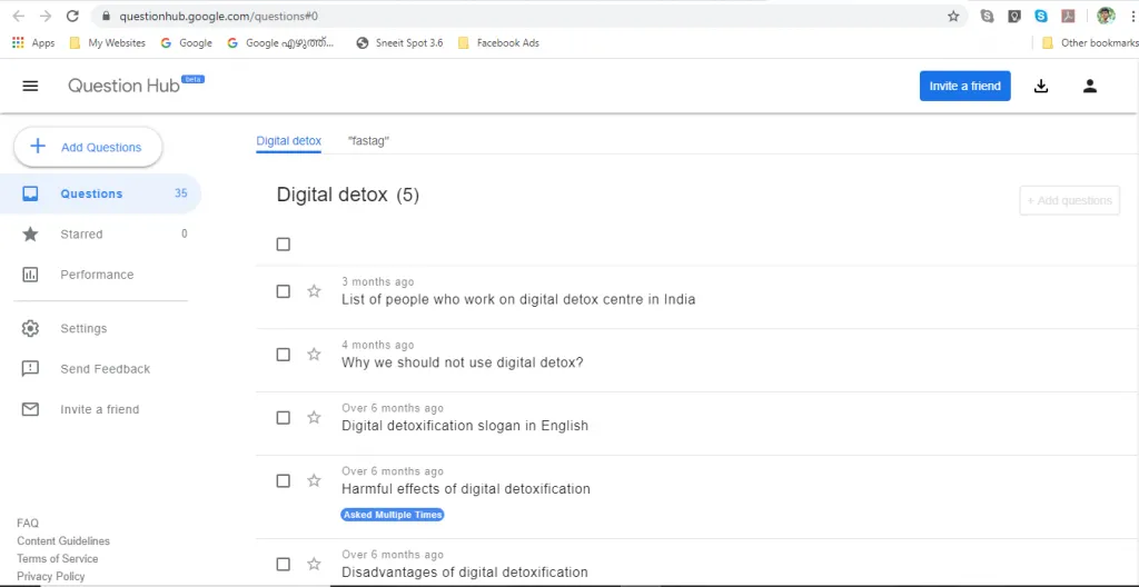 Displaying questions about “digital detox” in Google Question Hub